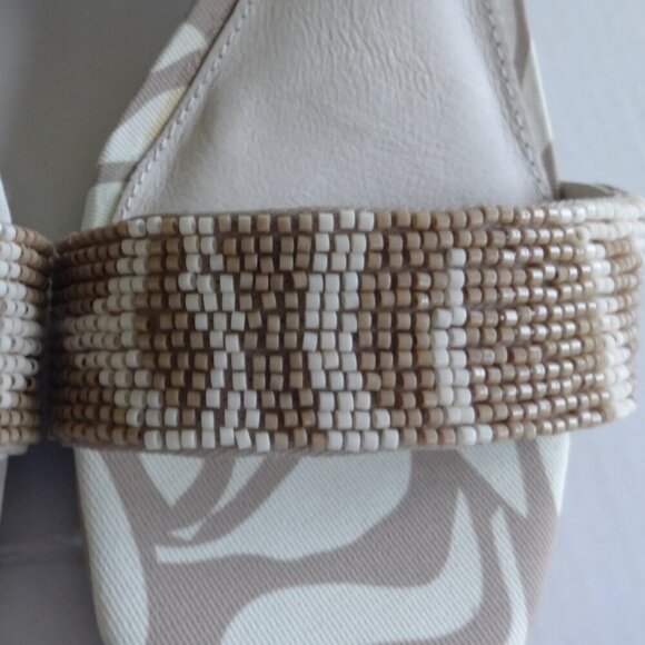 Sanctuary Revive women's size 6M leather beaded slides, tan, 1&1/2" chunky heels - Picture 14 of 15